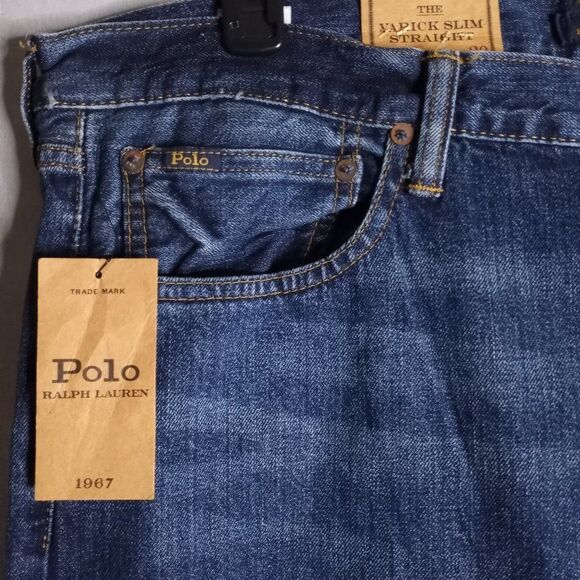 Polo Ralph Lauren The Varick Slim Straight Leg Men's Dark Wash Jeans 40x20 NWT - Picture 6 of 13